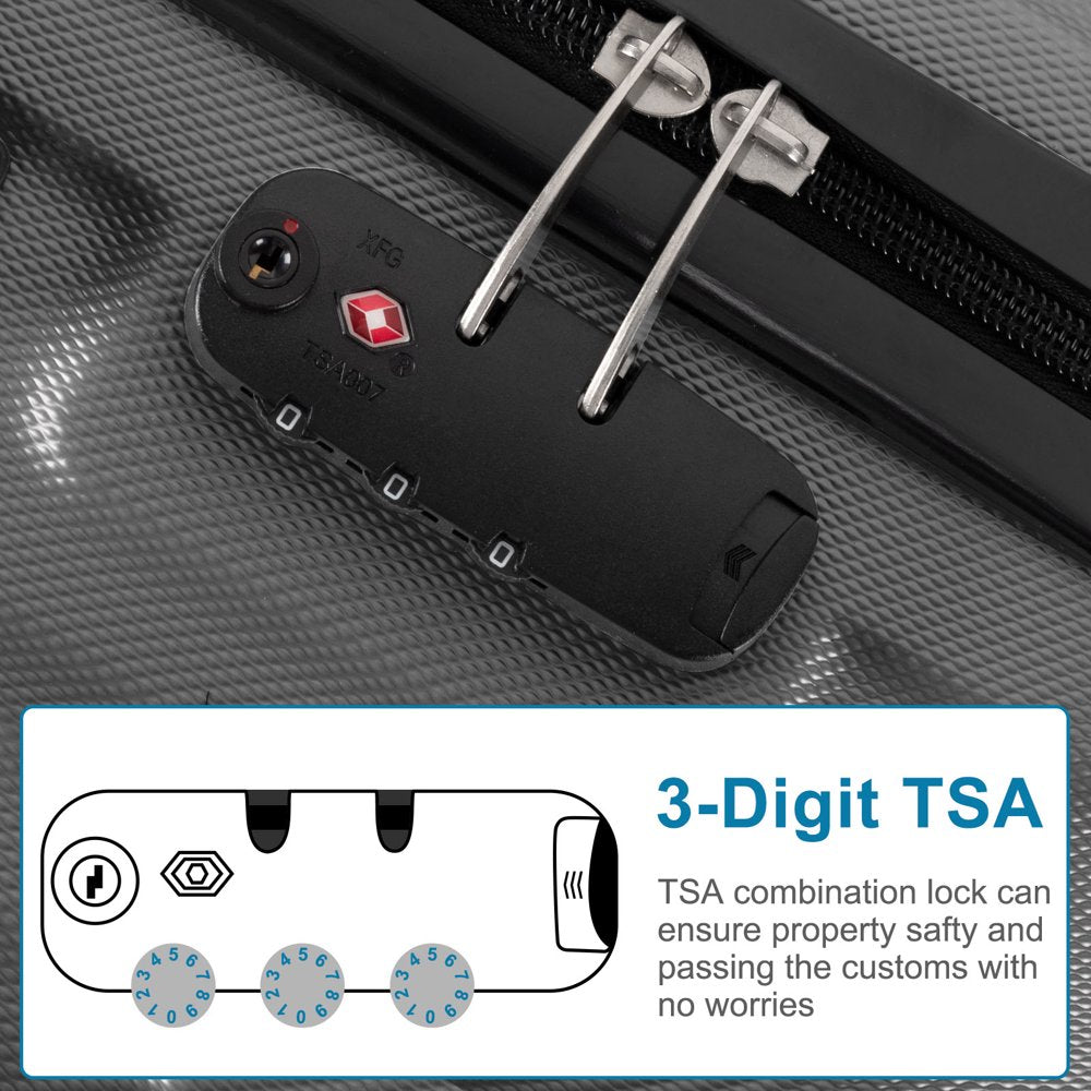 Zimtown 4 Piece Luggage Set, ABS Hard Shell Suitcase Luggage Sets Double Wheels with TSA Lock