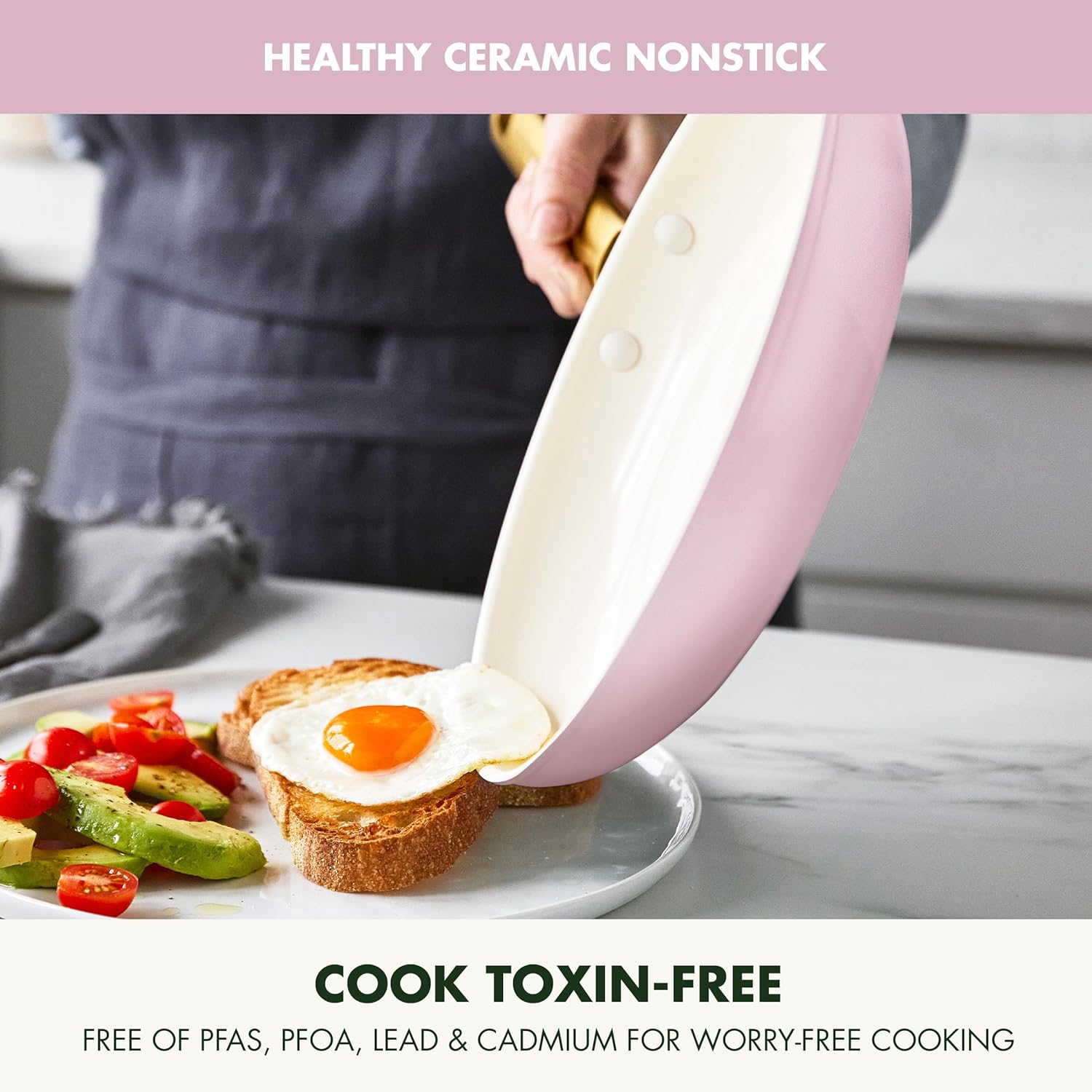 Reserve Hard Anodized Healthy Ceramic Nonstick 10 Piece Cookware Pots and Pans Set, Gold Handle, PFAS-Free, Dishwasher Safe, Oven Safe, Black