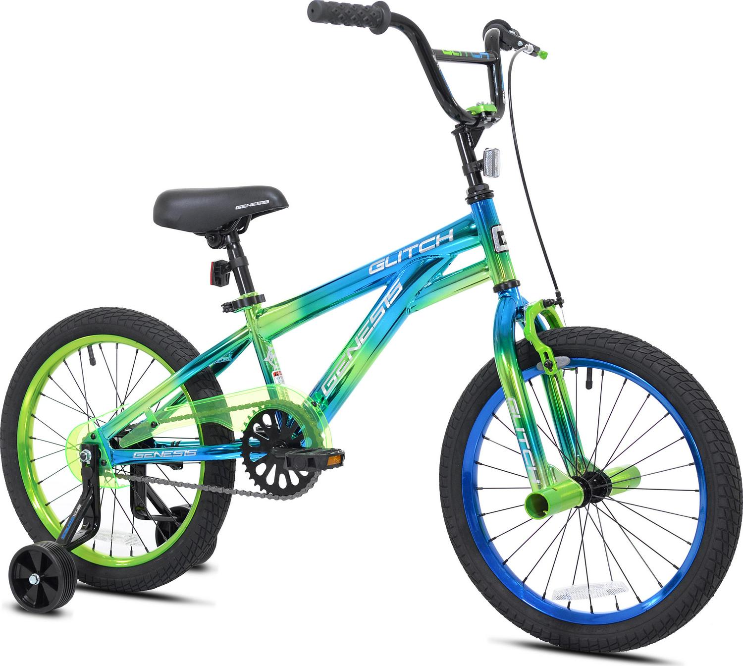 Genesis 18 Glitch Boy's BMX Bike, Blue/Green