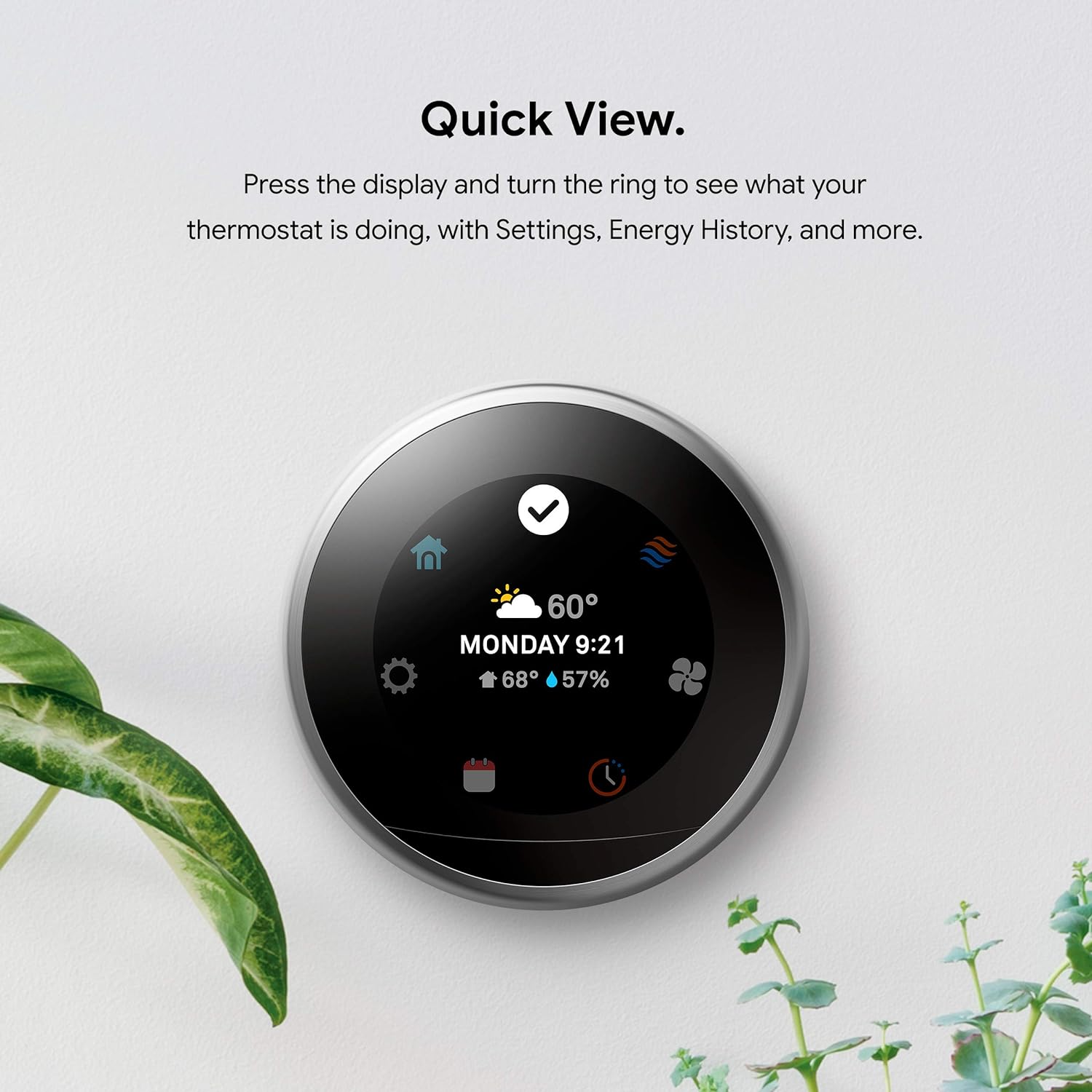 Nest 3rd Gen Learning Thermostat, Programmable Smart, Alexa Compatible, White, Wi-Fi, Energy Saving, Home Use