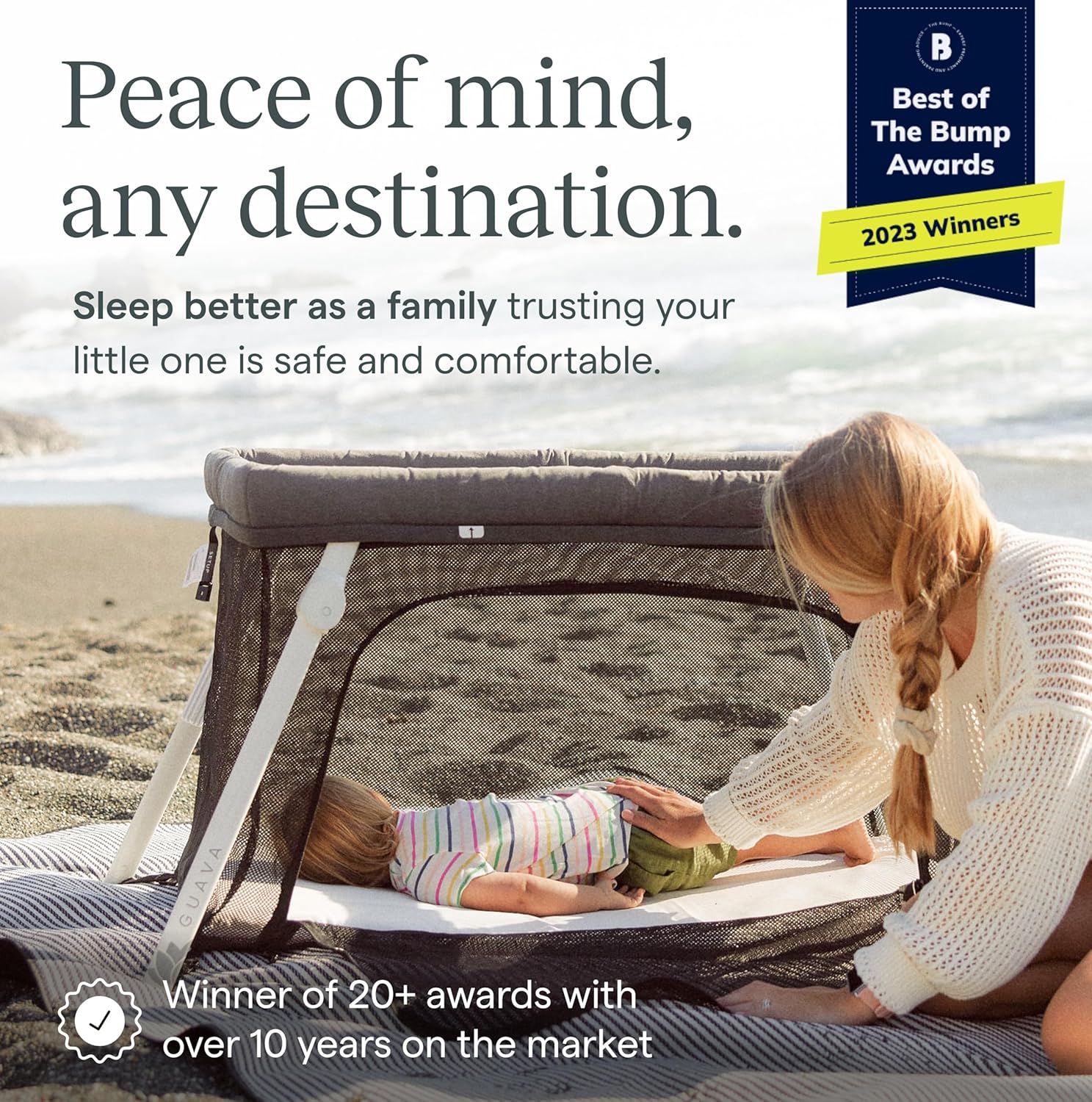 Lotus Travel Crib – Lightweight Aluminum Portable Play Yard with Backpack, Safe for Infants, Easy Fold, Includes Mattress, Grey/Black/White