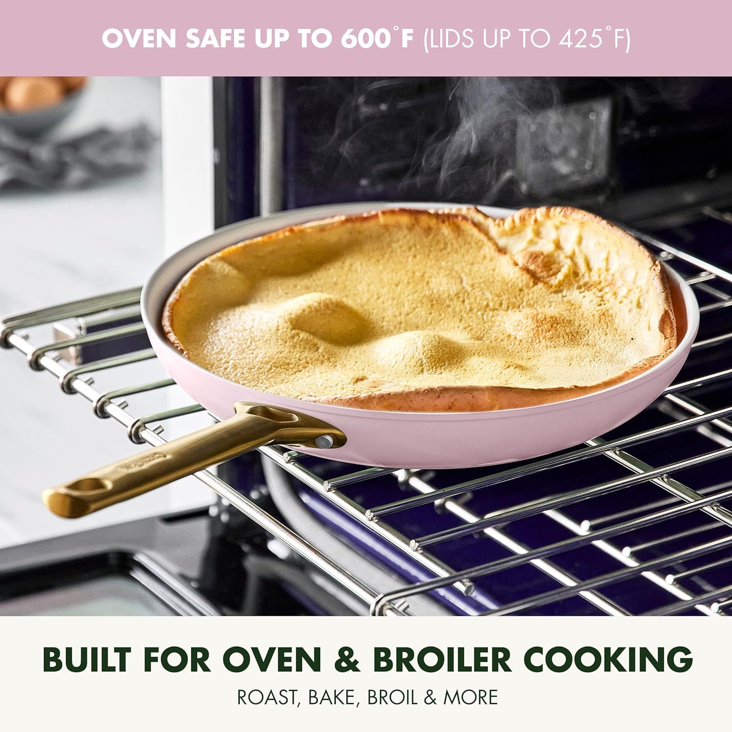 Reserve Hard Anodized Healthy Ceramic Nonstick 10 Piece Cookware Pots and Pans Set, Gold Handle, PFAS-Free, Dishwasher Safe, Oven Safe, Black