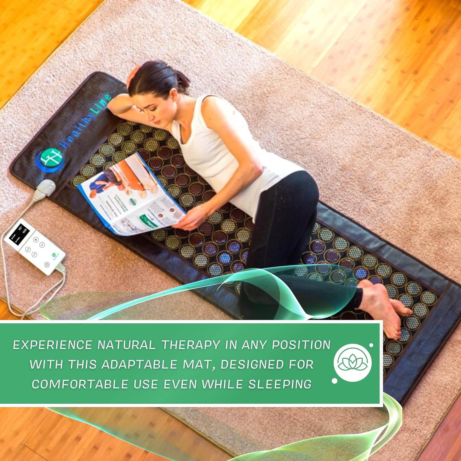 HealthyLine Far Infrared Heating Pad - Hot Stones Jade Tourmaline - Negative Ions - Mesh JT Mat Full 7224 Soft Light InfraMat Pro®