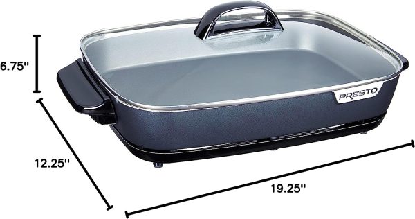 06858 Slimline Skillet with Glass Cover Electric, 16 Inch, Black