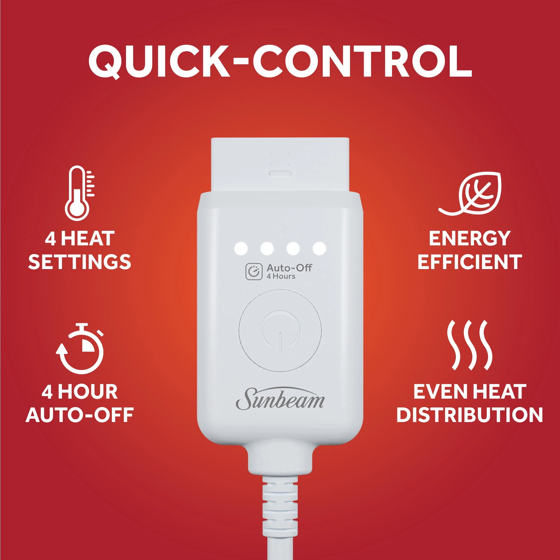 Sunbeam Throw Poseidon Fleece, 4 Heat Settings, 4-Hour Auto Shut-Off, Electric Heated Blanket, 50” x 60”