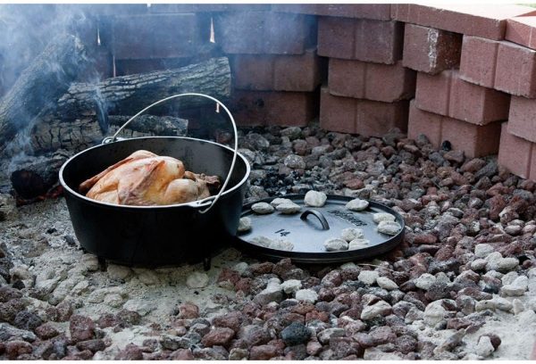 10 Quart Pre-Seasoned Cast Iron Camp Dutch Oven with Lid Dual Handles Use in the Oven, on the Stove, on the Grill or over the Campfire Black