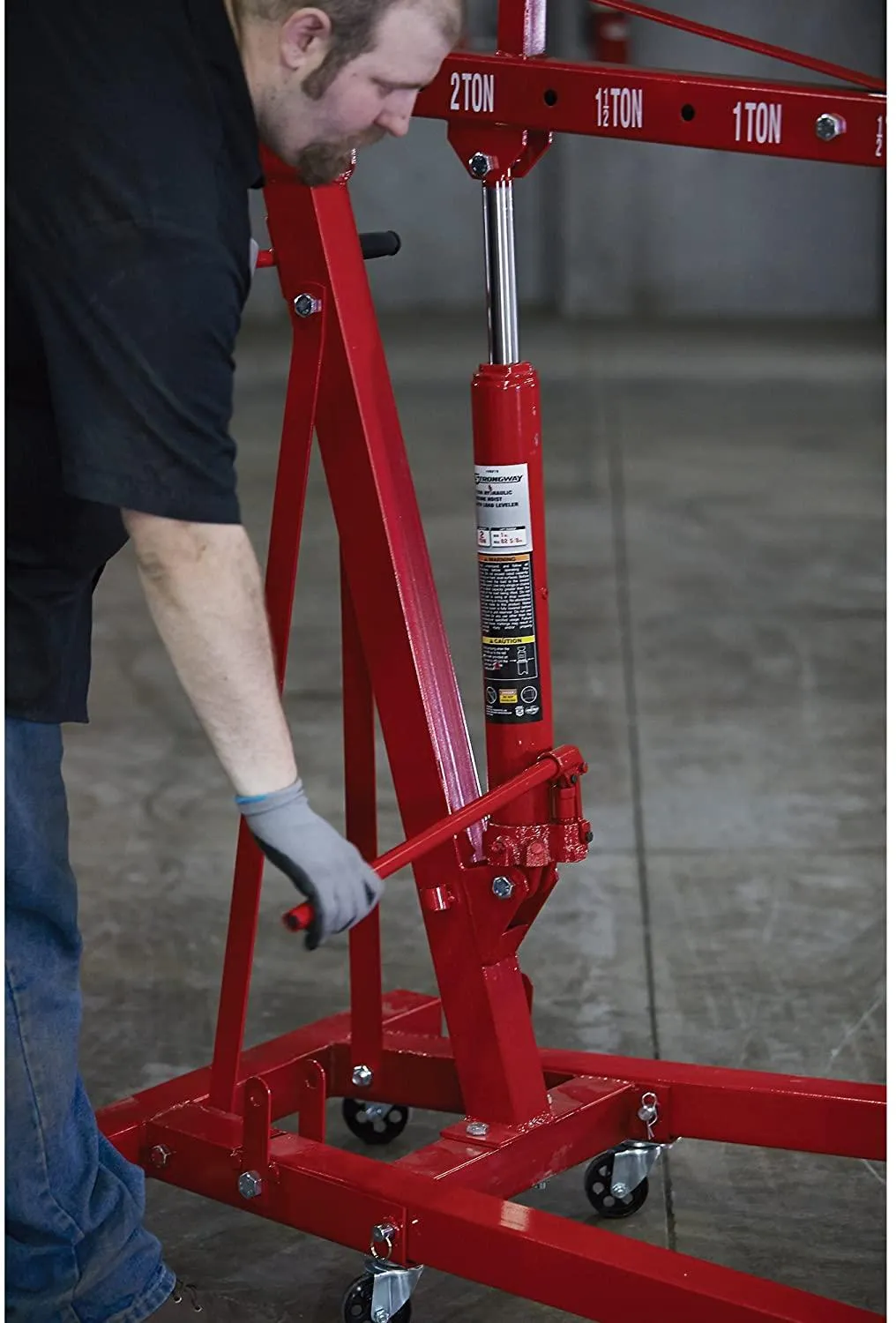 Strongway Hydraulic Engine Hoist with Load Leveler �C 2-Ton Capacity, 1in.-82 5/8in. Lift Range