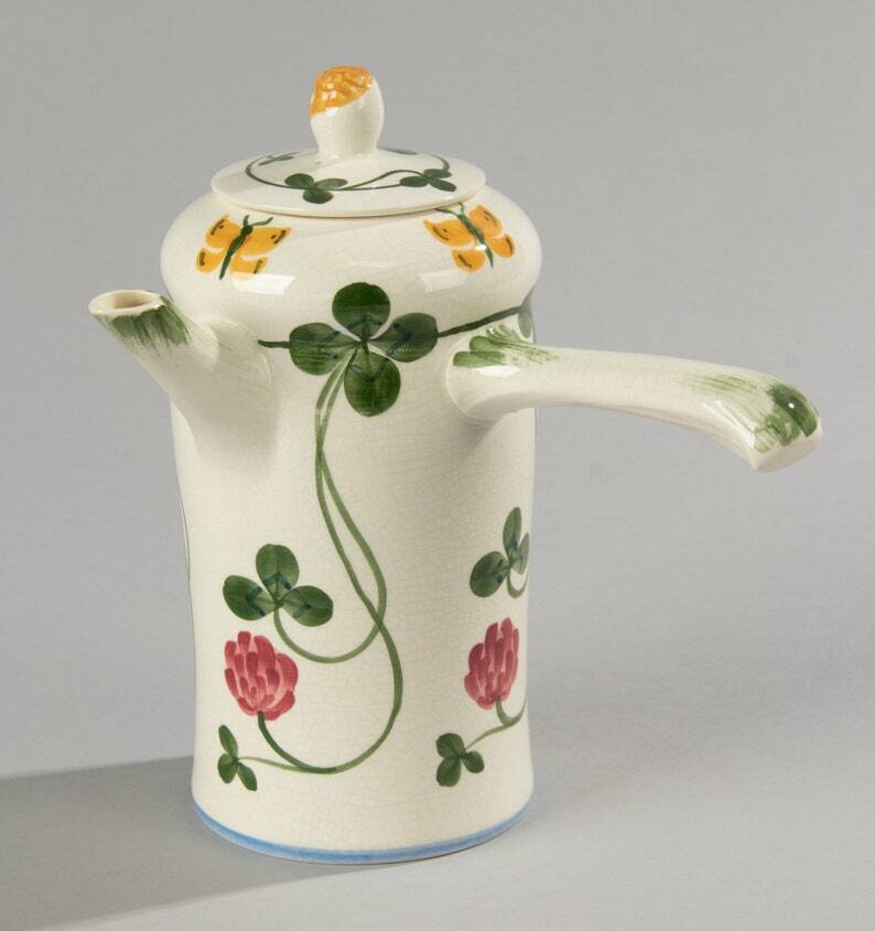 Royal Copenhagen Clover 13-Piece Hand-Painted Faience Coffee Set – Rare Collectible