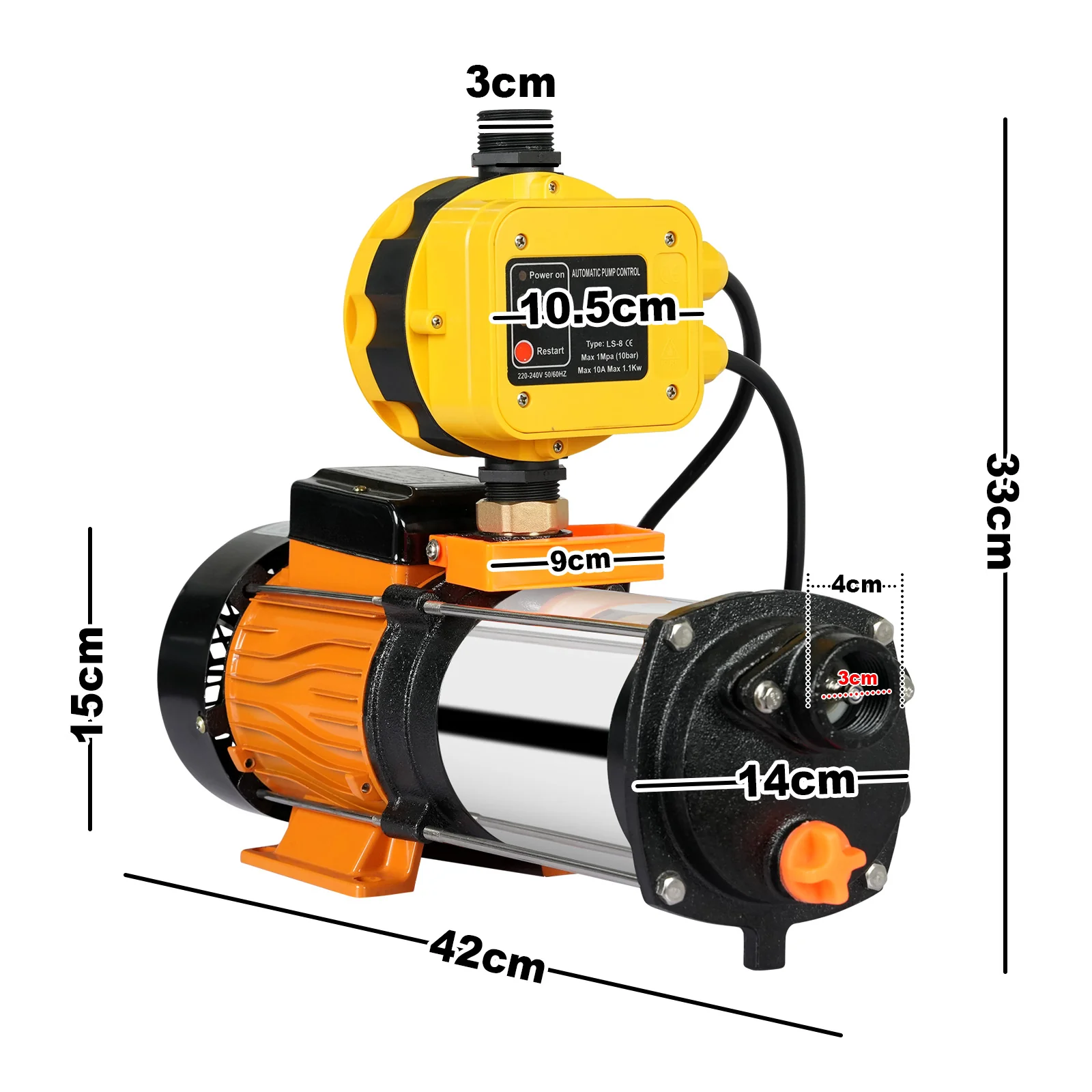 2500W Water Pump With Pressure Controller