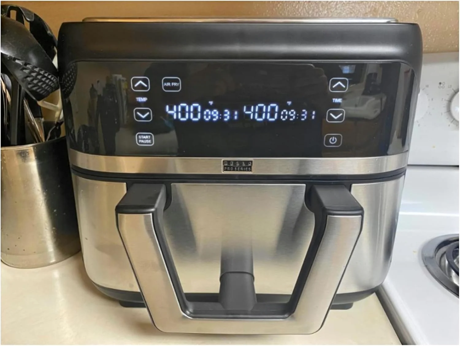 Bella Pro Series - 9-qt. Digital Air Fryer with Dual Flex Basket - Stainless Steel