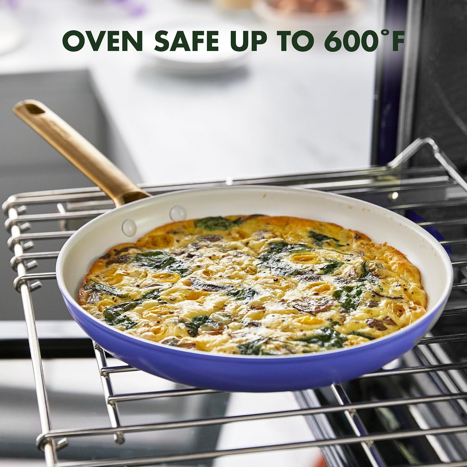 Reserve Hard Anodized Healthy Ceramic Nonstick 10 Piece Cookware Pots and Pans Set, Gold Handle, PFAS-Free, Dishwasher Safe, Oven Safe, Black