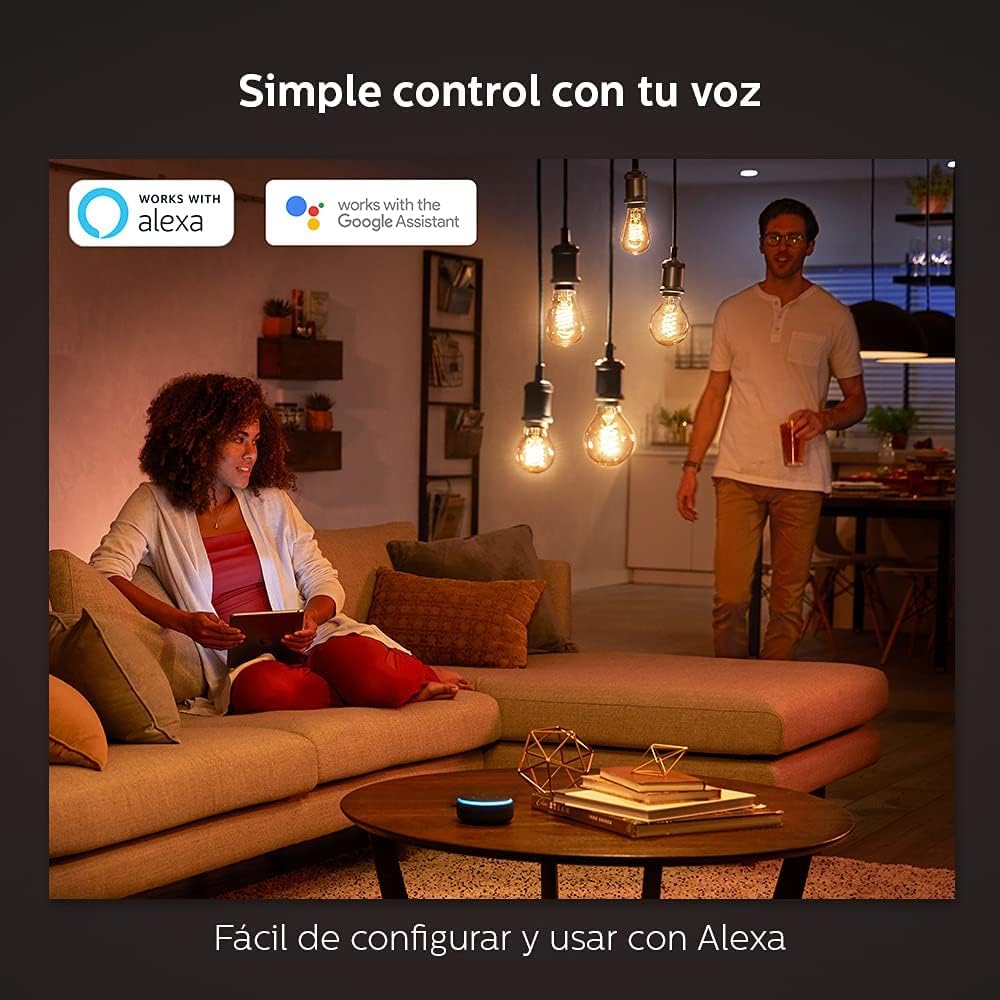 Philips Hue White Ambiance G40 LED Bulb 4-Pack, 550LM, E26, Smart Home Compatible with Alexa & Google Assistant