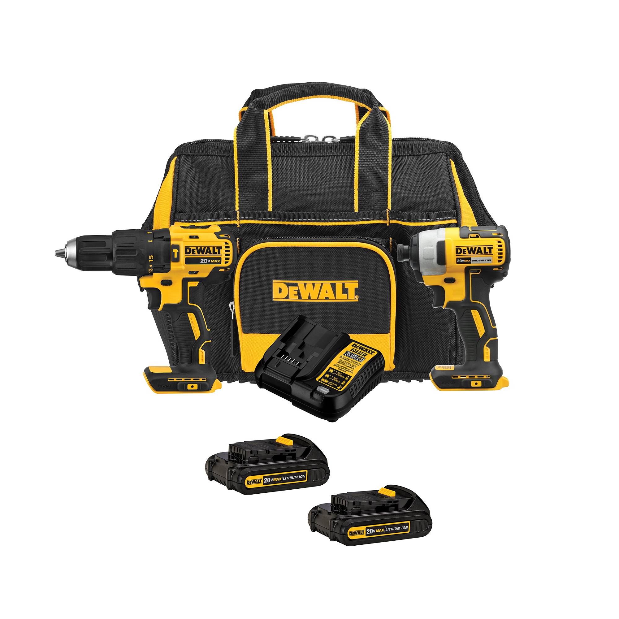 2-Tool 20-Volt Brushless Power Tool Combo Kit with Soft Case (2-Batteries and charger Included)