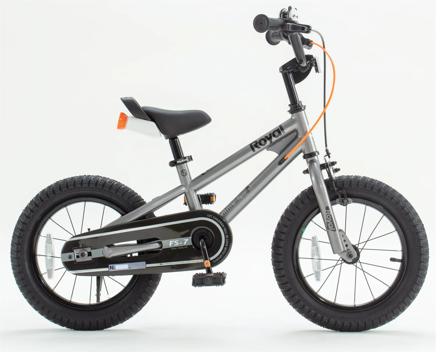 Royalbaby Freestyle 7 Kids Bike Toddlers 14 Inch Wheel Dual Handbrakes Bicycle Beginners Boys Girls Ages 3-5 Years, Kickstand and Water Bottle Included, Gray