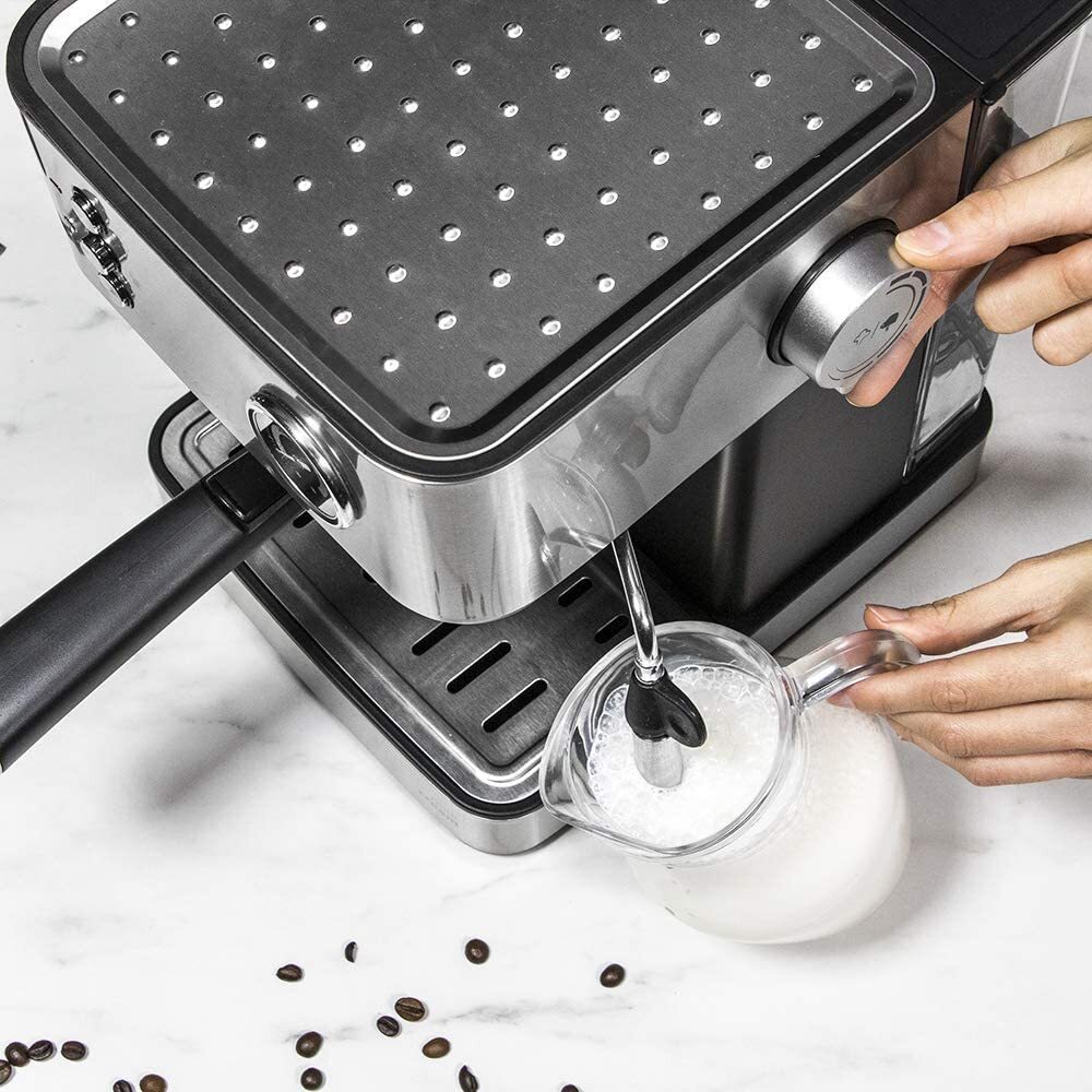 Barista Espresso Machine 2900W, 20-Bar Pressure, Dual Thermoblock, 2.7L Tank, Stainless Steel, Integrated Grinder & Steamer