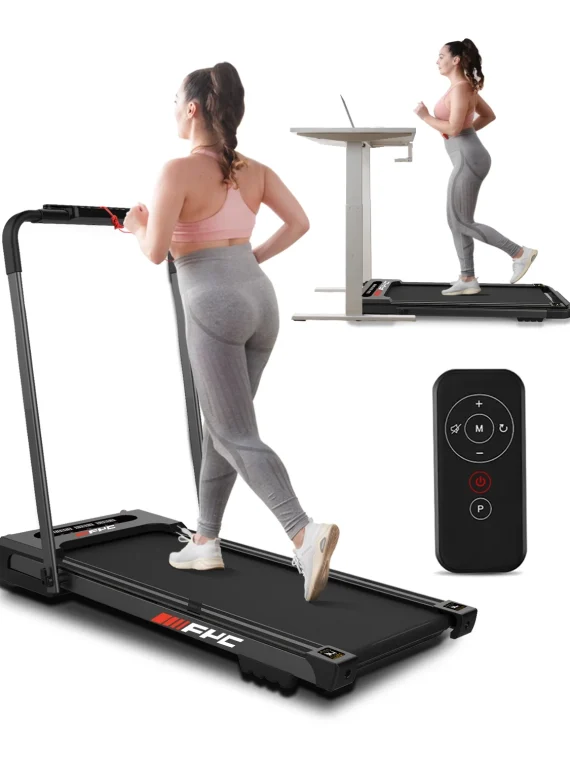 FYC 3.5HP Under Desk Treadmill �?300LBS Weight Capacity, 2-in-1 Foldable Design, Remote Control & LED Display �?Compact Electric Walking and Running Machine for Walking, Running, Jogging (Black)