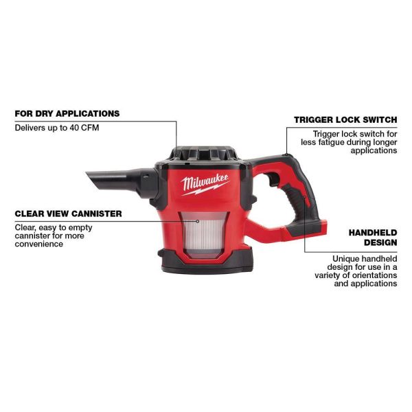 0882-20 M18 18-Volt Lithium-Ion Cordless Compact Vacuum (Tool-Only)