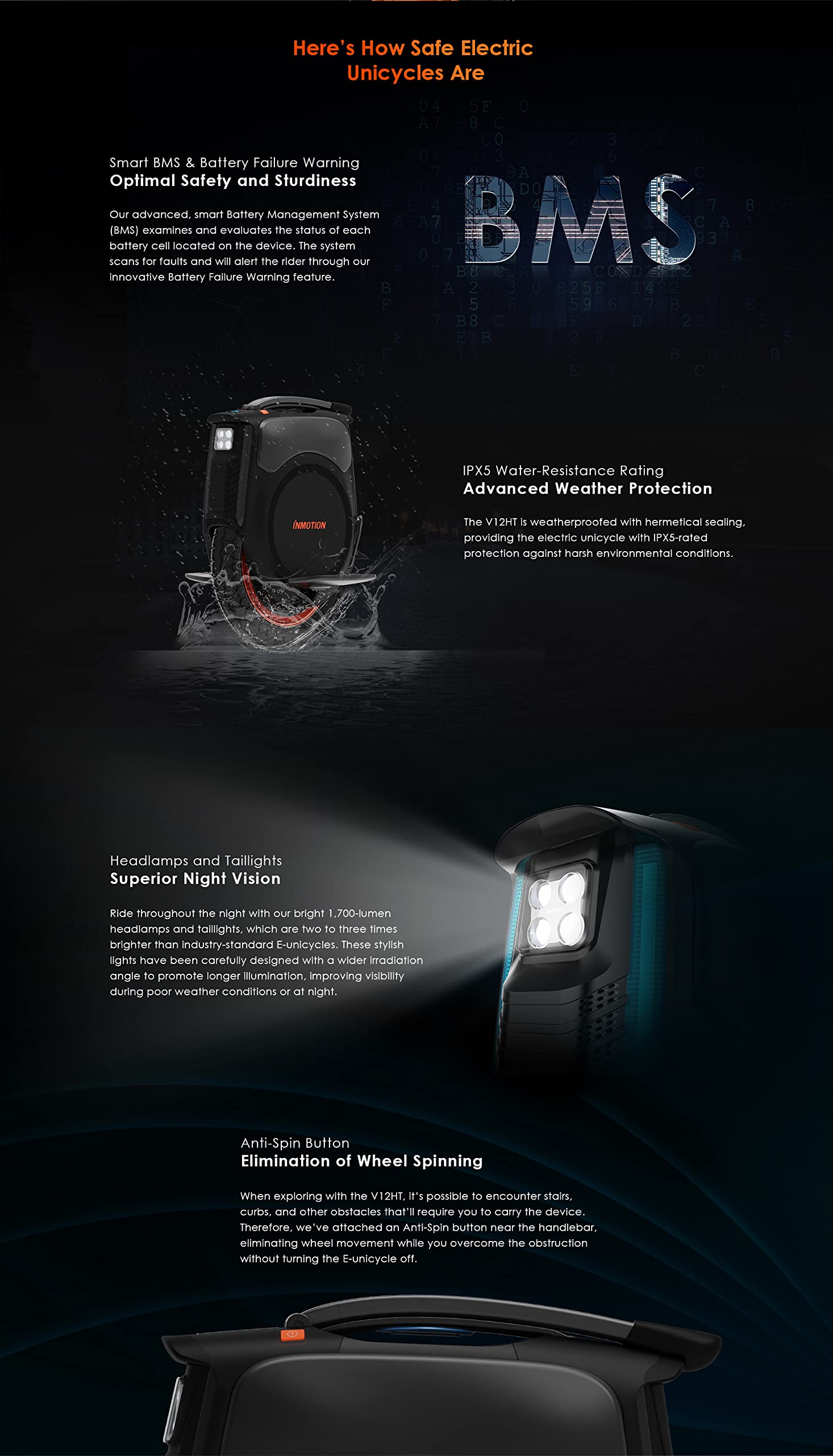 InMotion V12HT Electric Unicycle Self Balancing