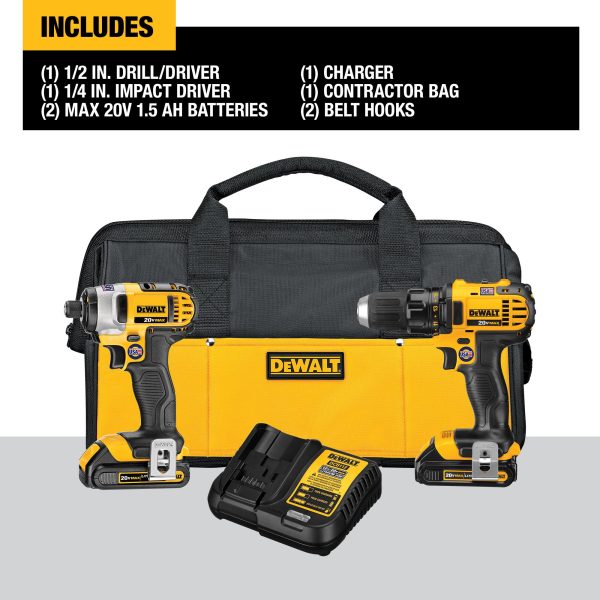 2-Tool 20-Volt Max Power Tool Combo Kit with Soft Case (2-Batteries and charger Included)