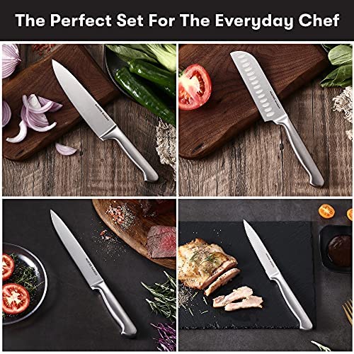 19-Piece Premium Kitchen Knife Set With Wooden Block | Master Maison German Stainless Steel Cutlery With Knife Sharpener & 8 Steak Knives