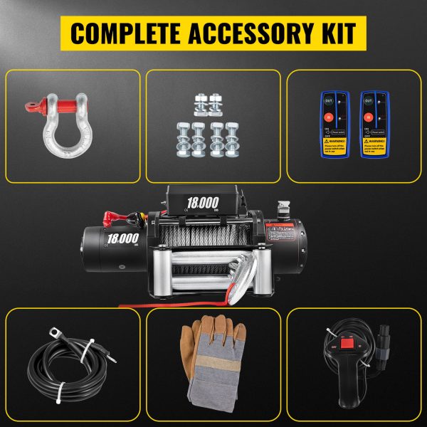 18000LBS Electric Winch 12V Steel Cable Off-road ATV UTV Truck Towing Trailer