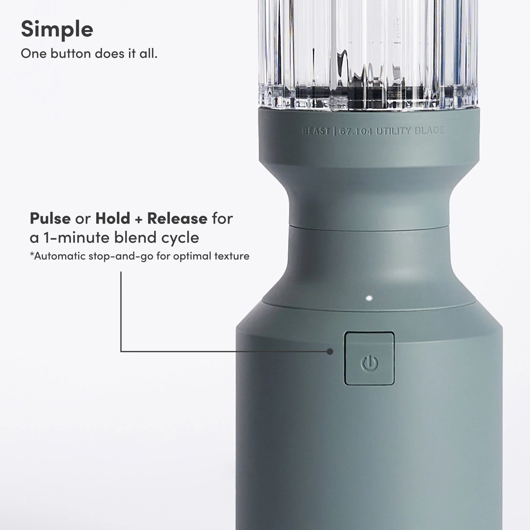 The Beast Mini® Blender Plus | Personal Countertop Blending for Smoothies, Shakes, Food Prep & Frozen Fruits & Veggies | Extra Portable Vessels, Straw Cap & Straws Included | 600W Motor (Mist)