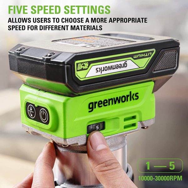 24V Brushless 30,000 RPM Compact Router with 2Ah Battery and Charger