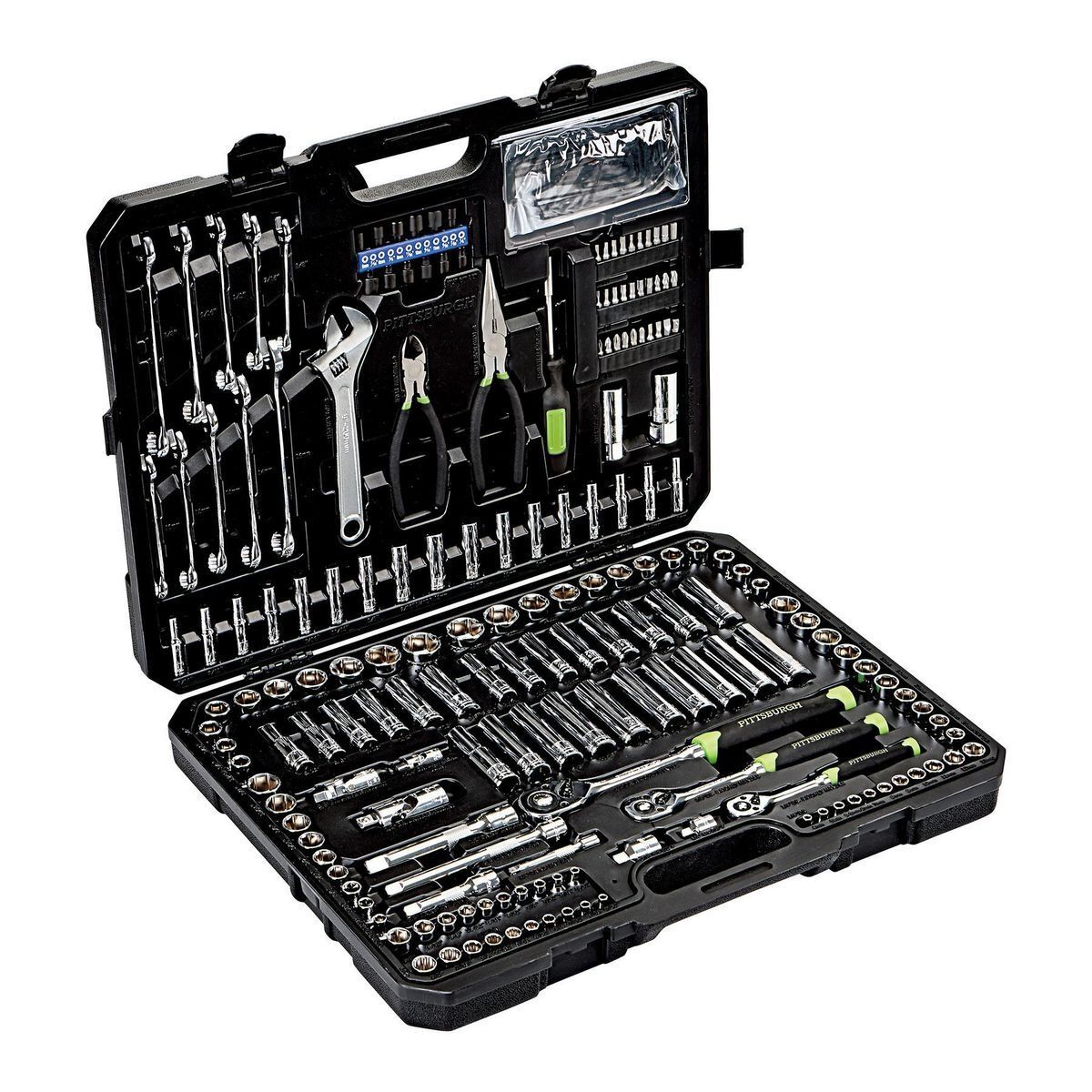Complete Mechanics Tool Set 225-Piece by [Brand Name] – SAE & Metric, Chrome Vanadium, Includes Ratchets, Sockets, Wrenches, Pliers, Drivers, Storage Case