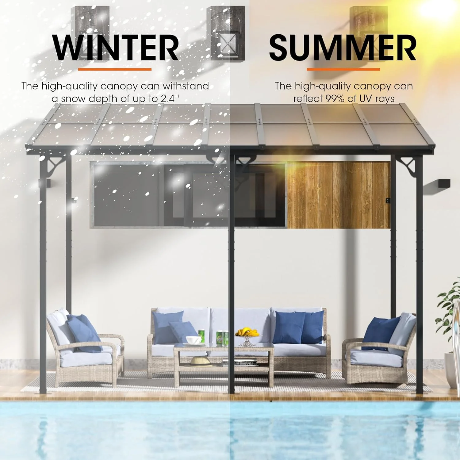 Polycarbonate Wall Mounted Lean To Gazebo