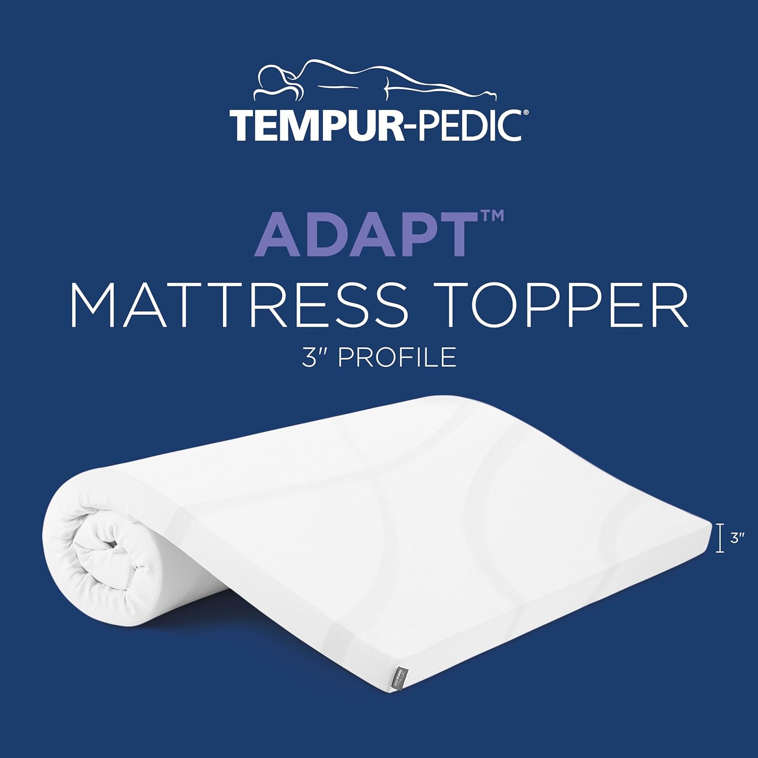 11182130DTC TEMPUR Supreme 3-Inch Medium Firm Mattress Topper, Twin, White