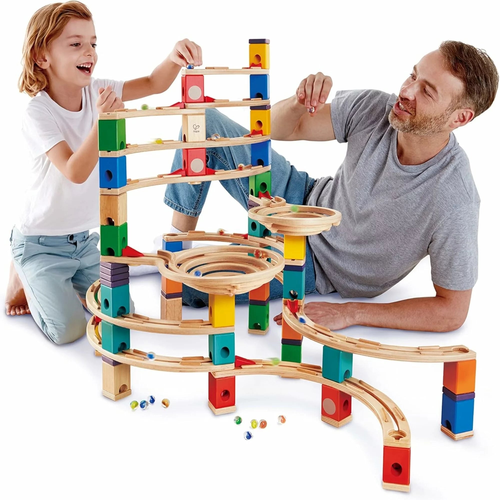 Hape Quadrilla Wooden Marble Run Construction, The Cyclone, 198 Pieces