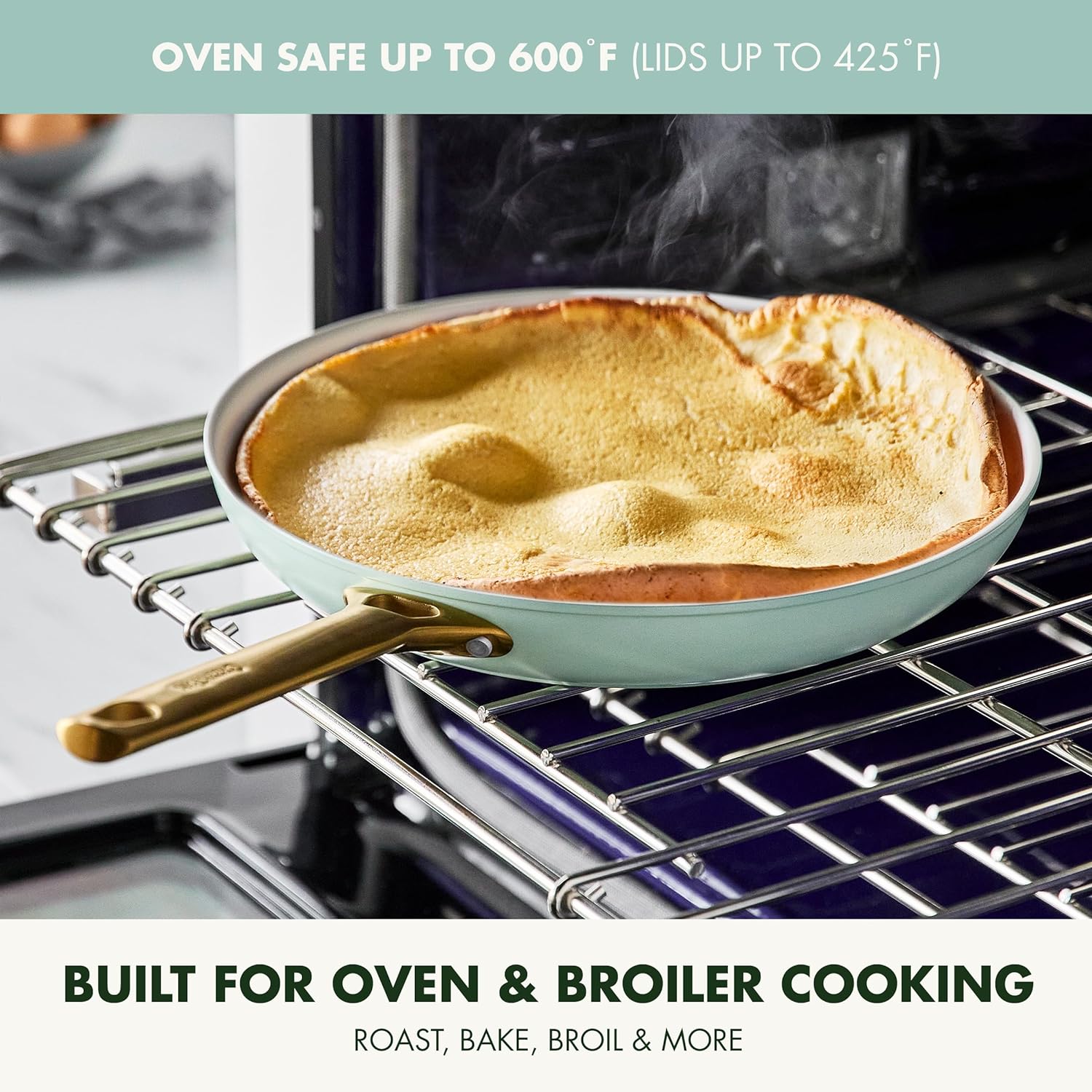 Reserve Hard Anodized Healthy Ceramic Nonstick 10 Piece Cookware Pots and Pans Set, Gold Handle, PFAS-Free, Dishwasher Safe, Oven Safe, Black