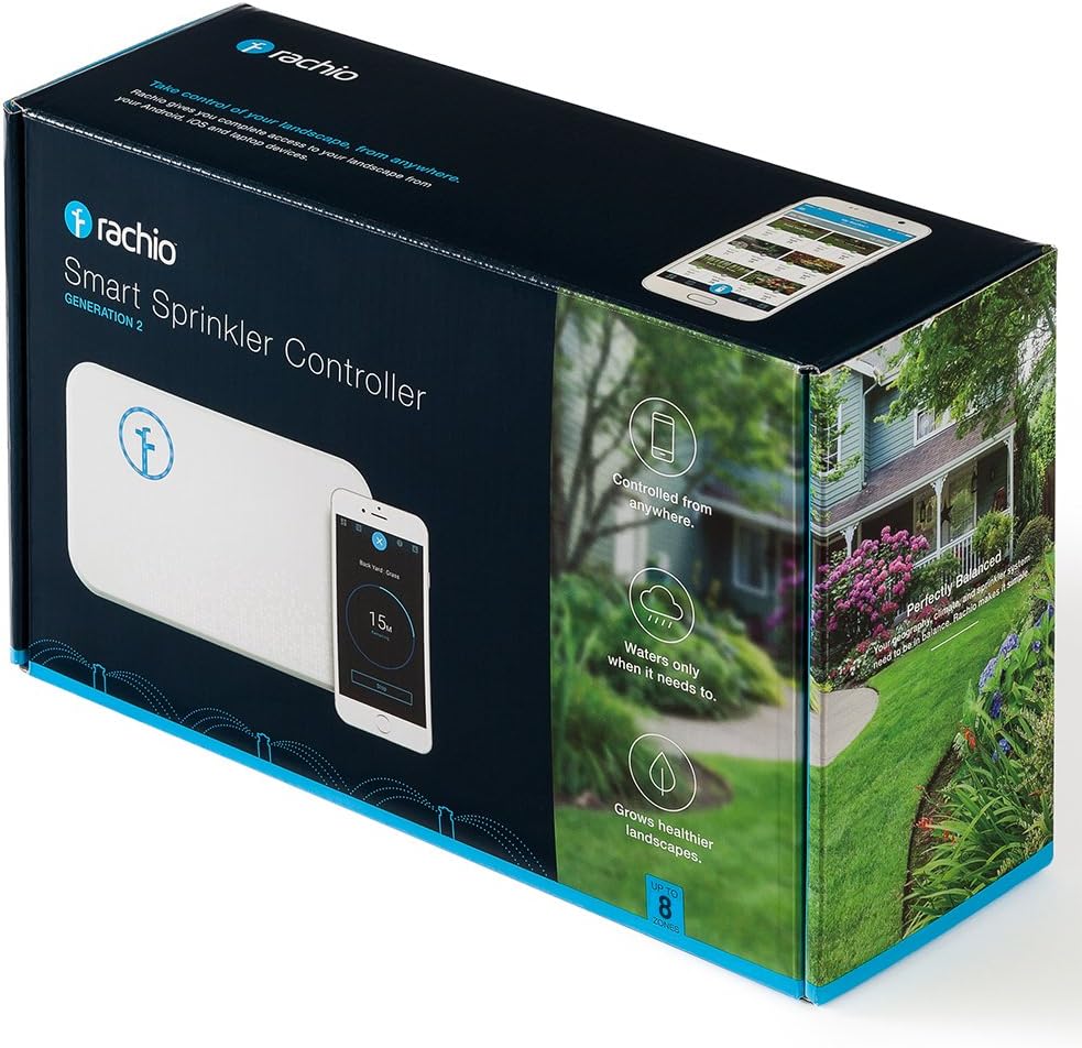 Rachio 8-Zone Smart Sprinkler Controller 2nd Gen, Alexa Compatible, Weather Adaptive, Lawn & Garden