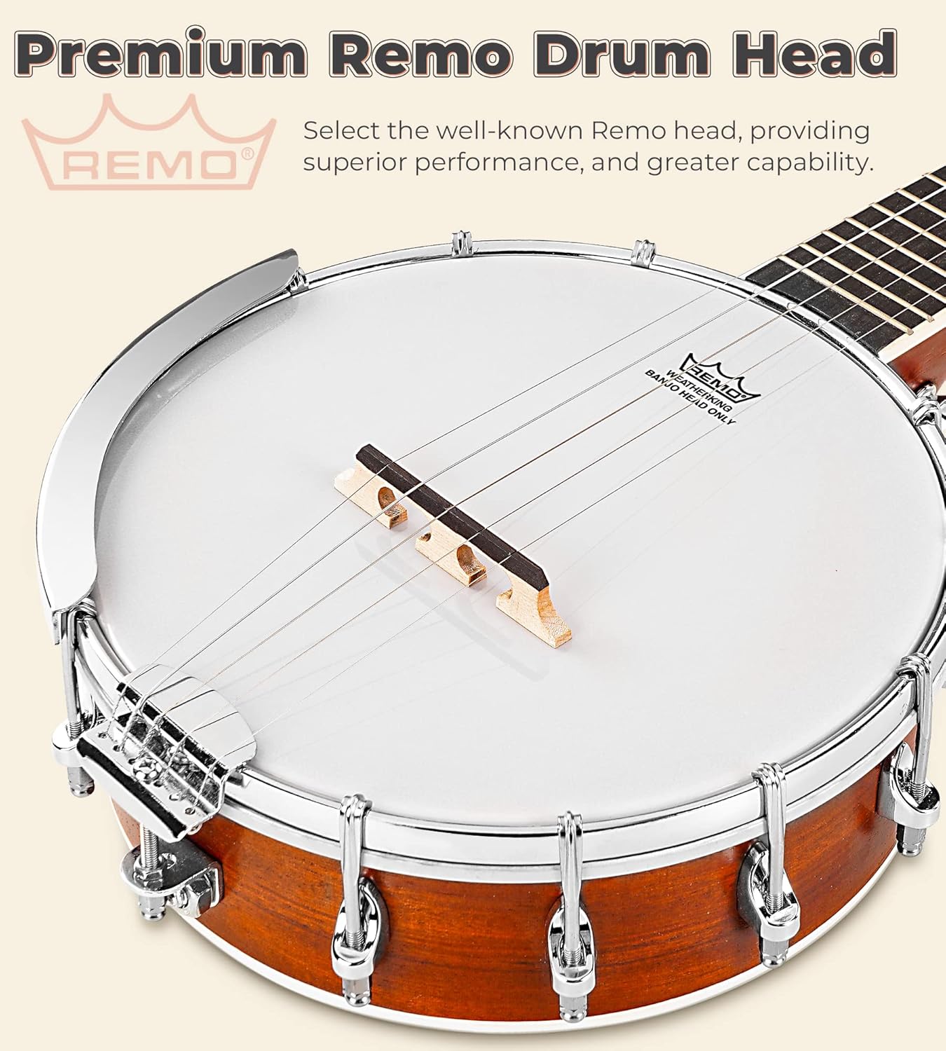 26-Inch Tenor Banjo by String: Portable Travel Kit with Remo Head, Mahogany Body, Bronze Strings, and Carrying Bag for Beginners