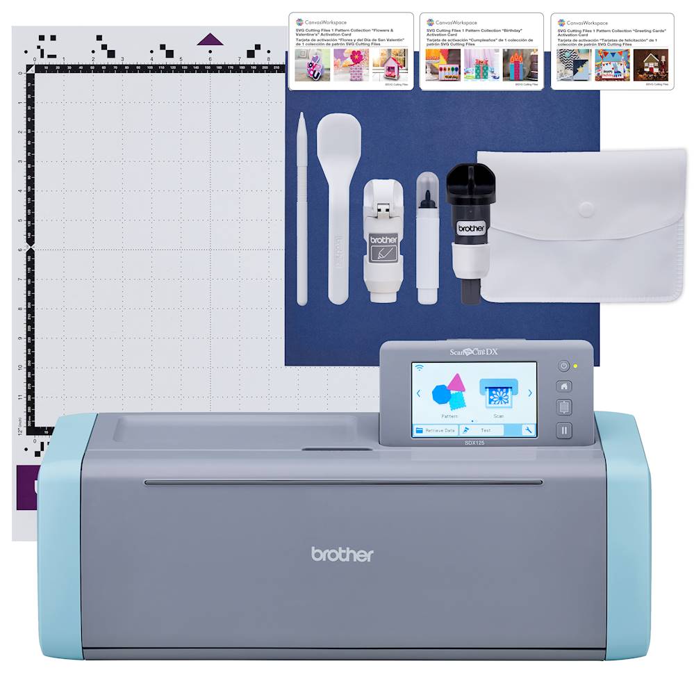Brother - ScanNCut DX SDX125 Electronic Cutting Machine with Built-in Scanner - Grey/Aqua