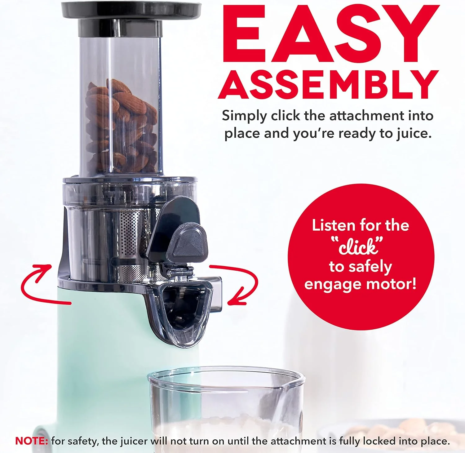 DASH Deluxe Compact Masticating Slow Juicer, Easy to Clean Cold Press Juicer with Brush, Pulp Measuring Cup, Frozen Attachment and Juice Recipe Guide - Aqua