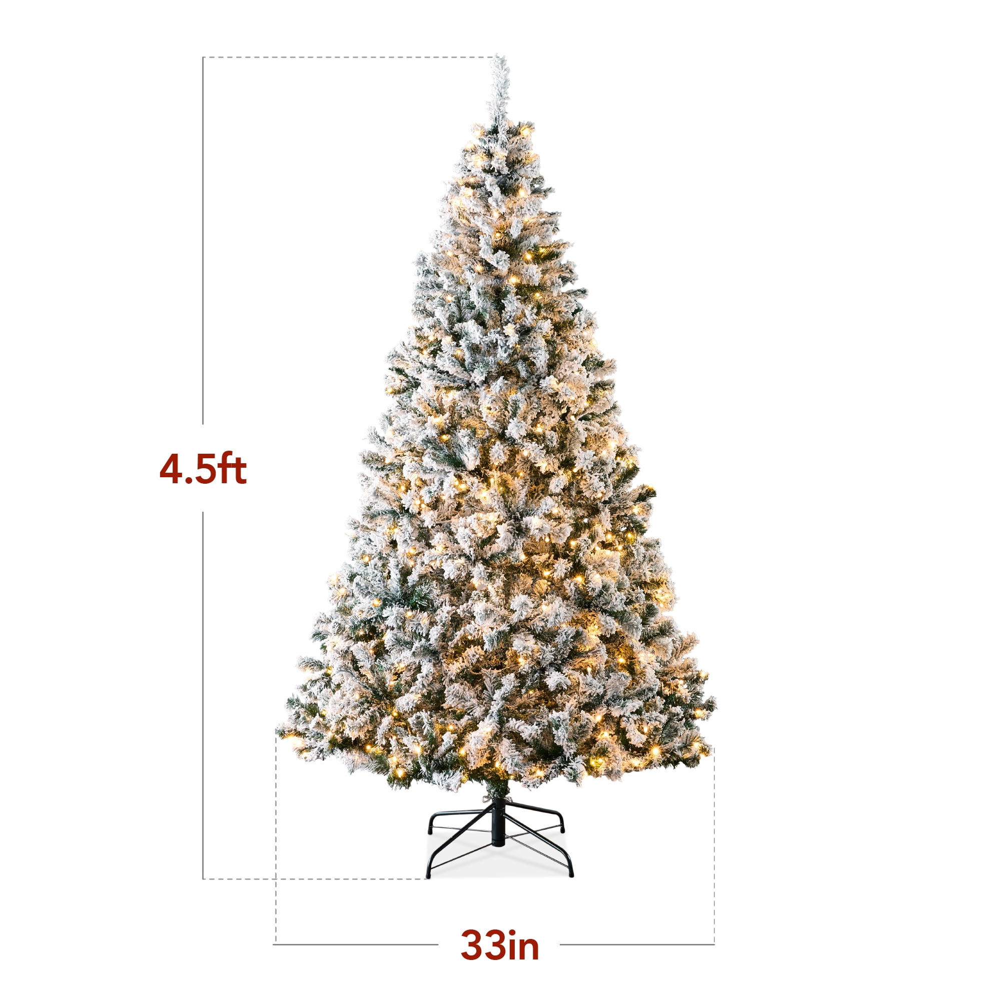 Best Choice Products 6ft Pre-Lit Holiday Christmas Pine Tree w/ Snow Flocked Branches, 250 Warm White Lights