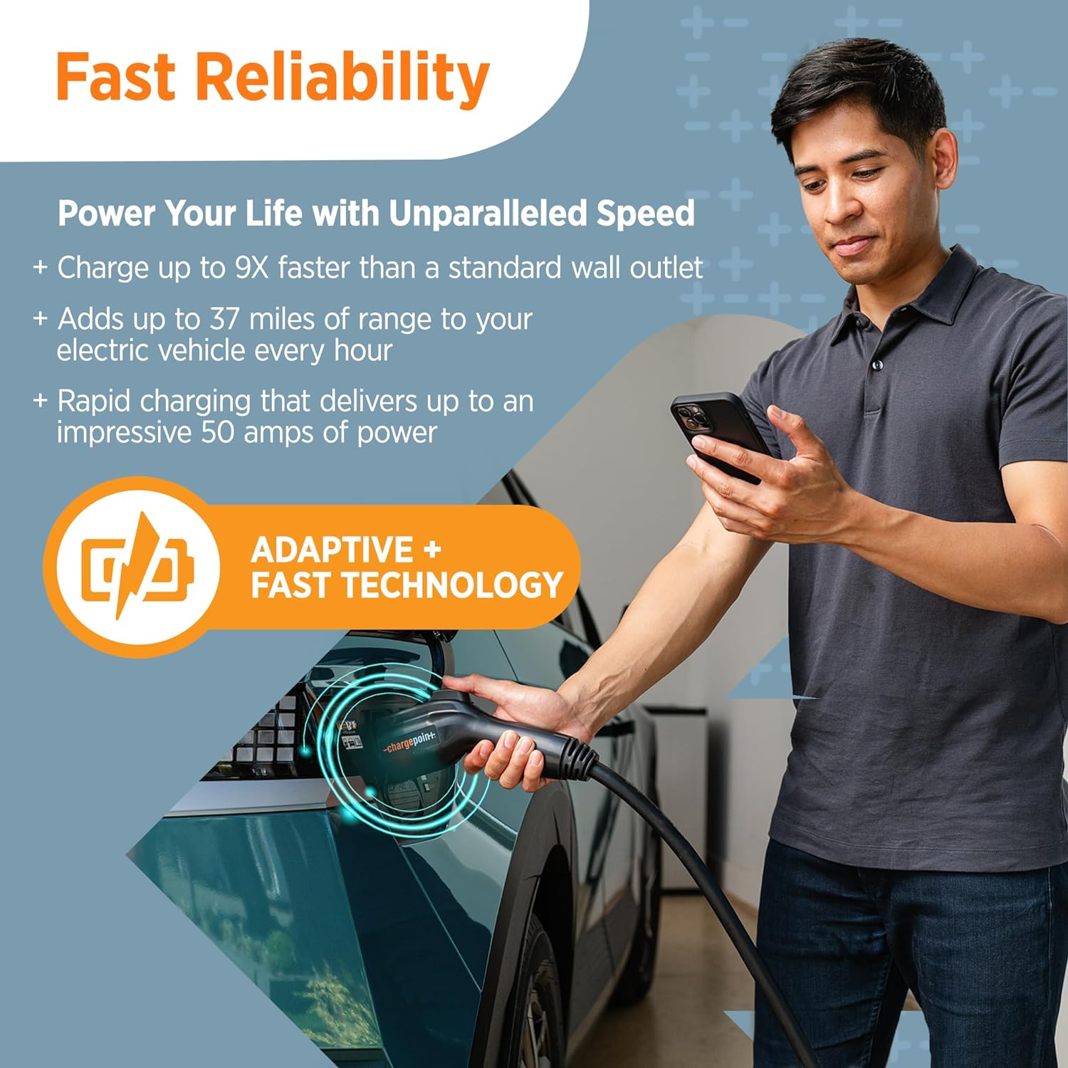 Home Flex Level 2 EV Charger, NEMA 14-50 Outlet 240V EV Charge Station, Electric Vehicle Charging Equipment Compatible with All EV Models