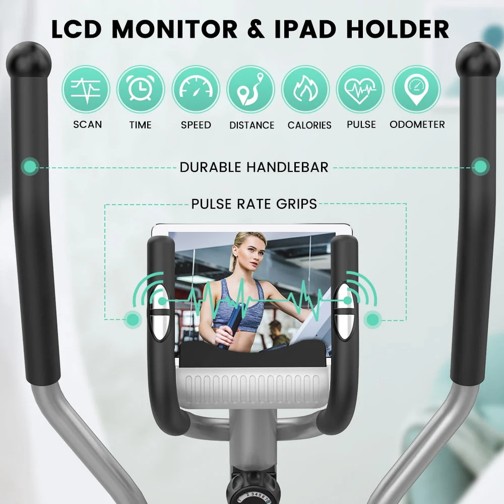 Elliptical Machine, Dripex Magnetic Elliptical Trainers (2023 New Upgraded), Fitness Cardio Cross Trainer w/ 8 Resistance Levels, 6KG Flywheel, Pulse Rate, LCD Monitor, Deivice Holder