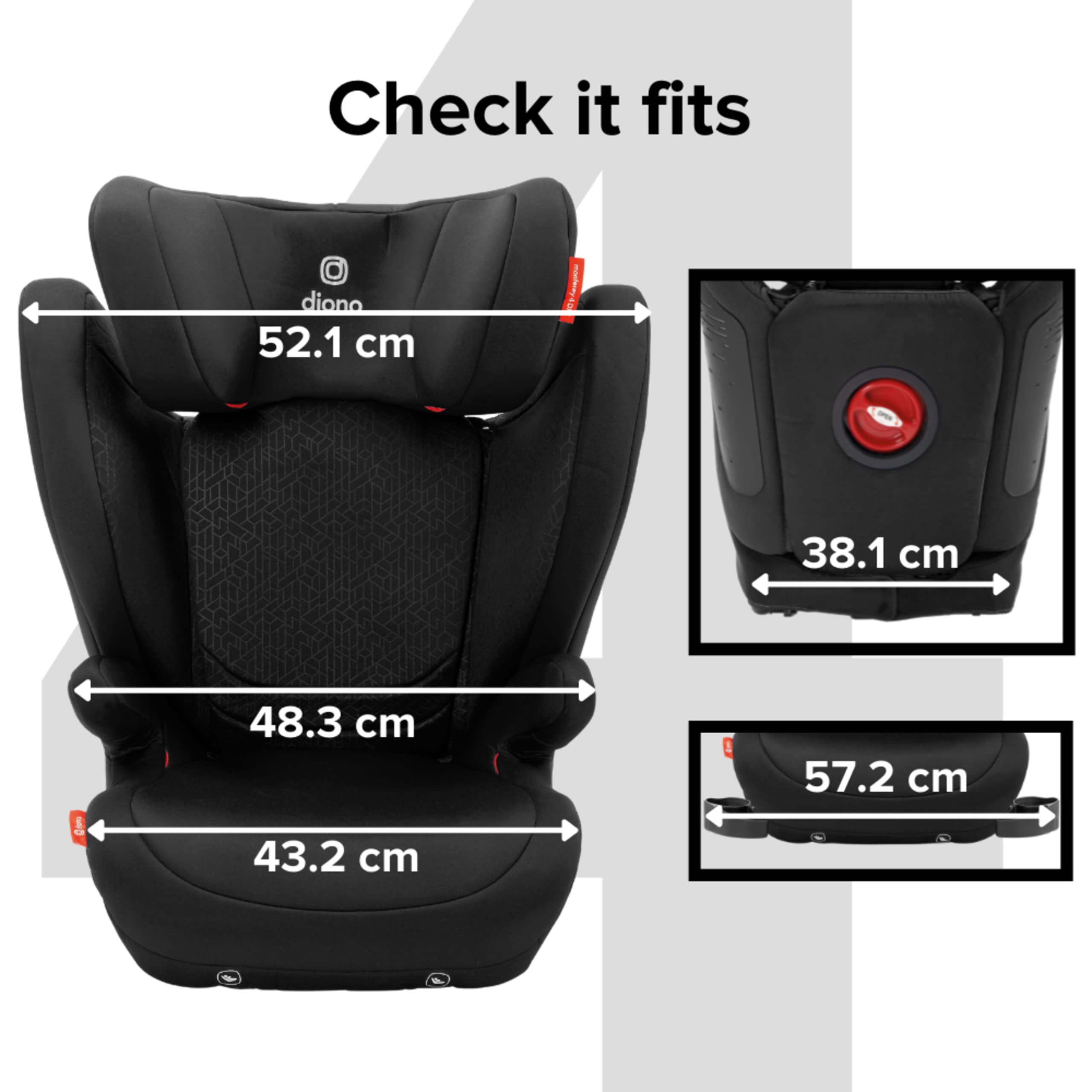 Diono Monterey 4DXT Latch, 2-in-1 High Back Booster Car Seat with Expandable Height, Width, Advanced Side Impact Protection, 8 Years 1 Booster, Black