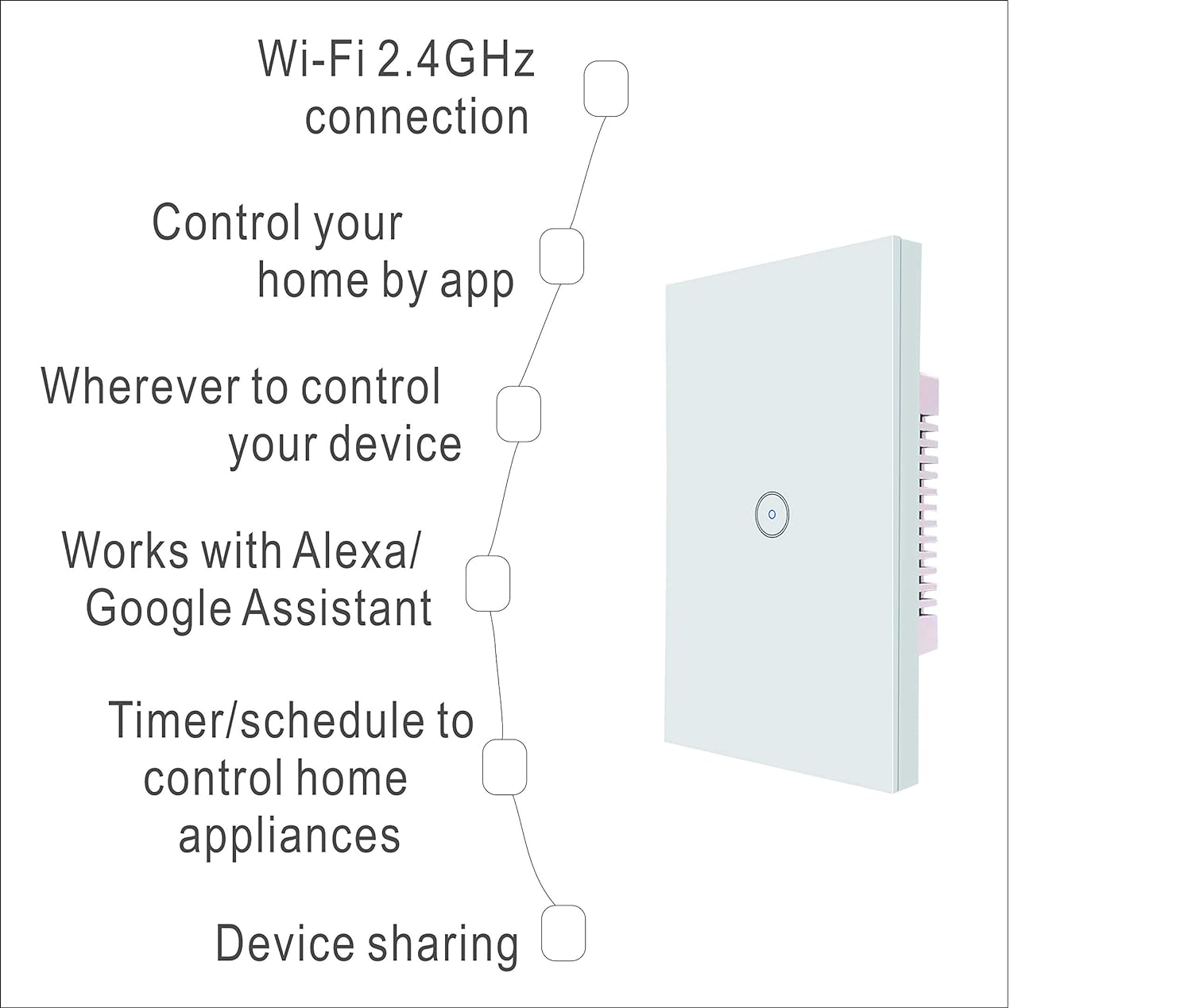Jinvoo Smart 3-Gang Wall Light Switch, Touch Panel, Alexa & Google Home Compatible, No Hub Needed, 2-Pack, Black