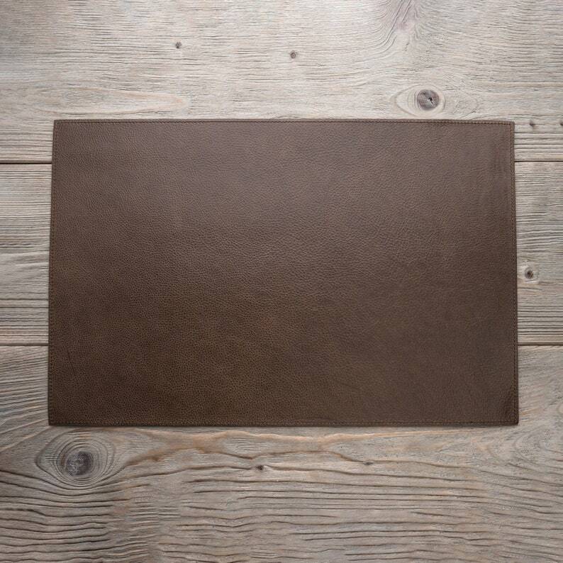 ROHLEDER Premium Brown Leather Placemats – Waterproof, Oil Absorbent, Handcrafted, 4-8 Pack, 12.6′′x20′′, Home Décor