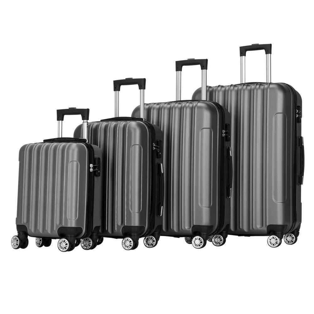 Zimtown 4 Piece Luggage Set, ABS Hard Shell Suitcase Luggage Sets Double Wheels with TSA Lock