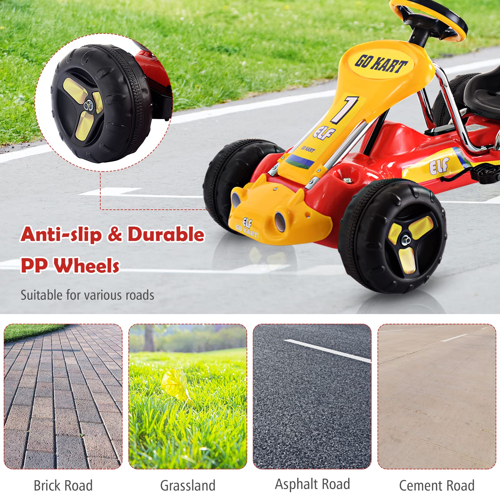 Costzon 3 Position Adjustable Steering Anti Slip