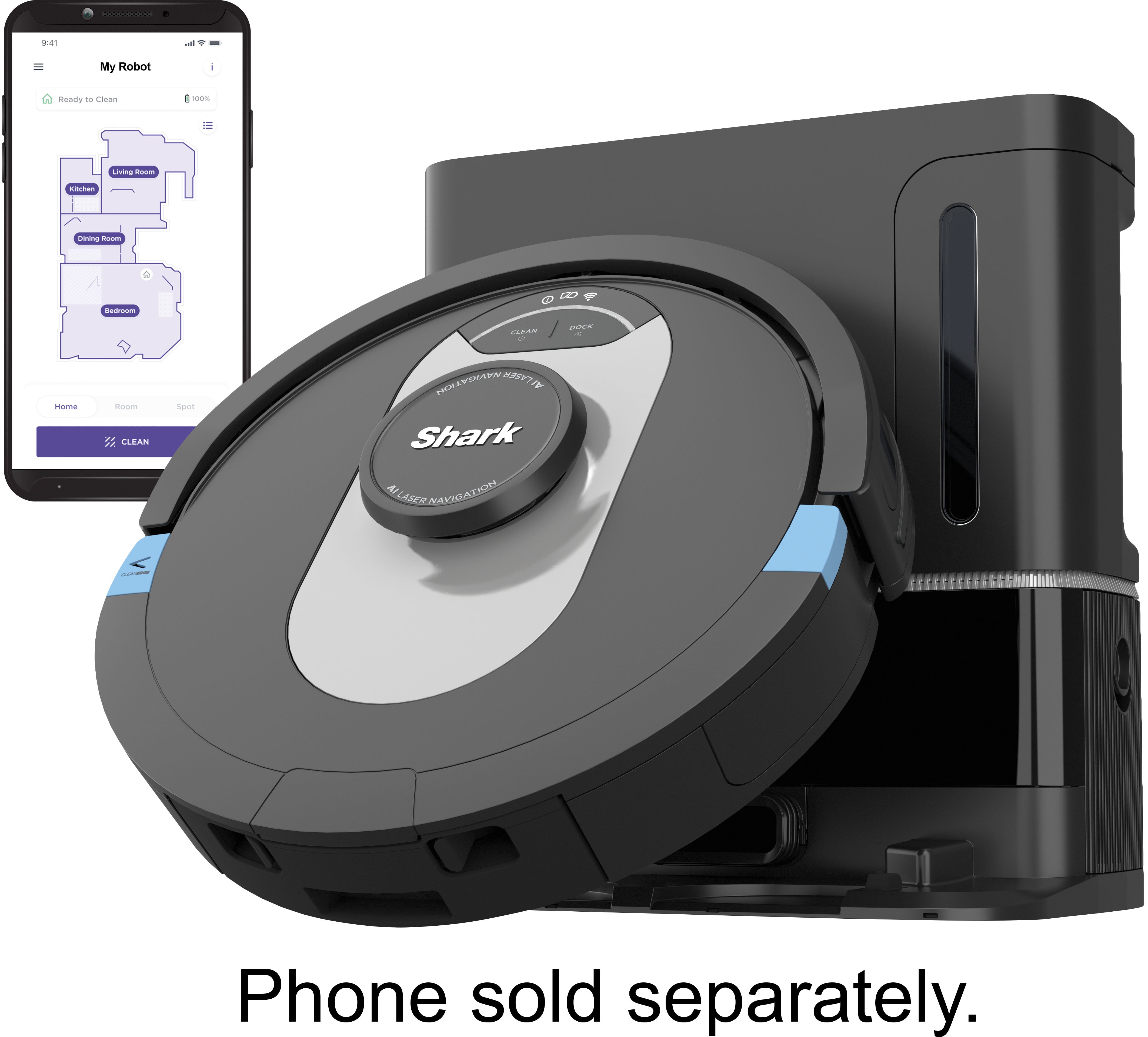 Shark - AI Ultra Robot Vacuum with Matrix Clean, Home Mapping, HEPA Bagless Self Empty Base, WiFI Connected - Black