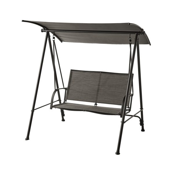 2 Person Steel Canopy Porch Swing Black/Gray