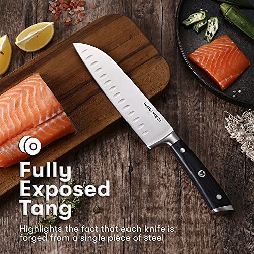 19-Piece Premium Kitchen Knife Set With Wooden Block | Master Maison German Stainless Steel Cutlery With Knife Sharpener & 8 Steak Knives