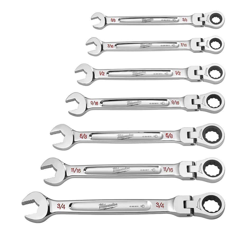 144-Position Flex-Head Ratcheting Combination Wrench Set SAE and METRIC (14-Piece)