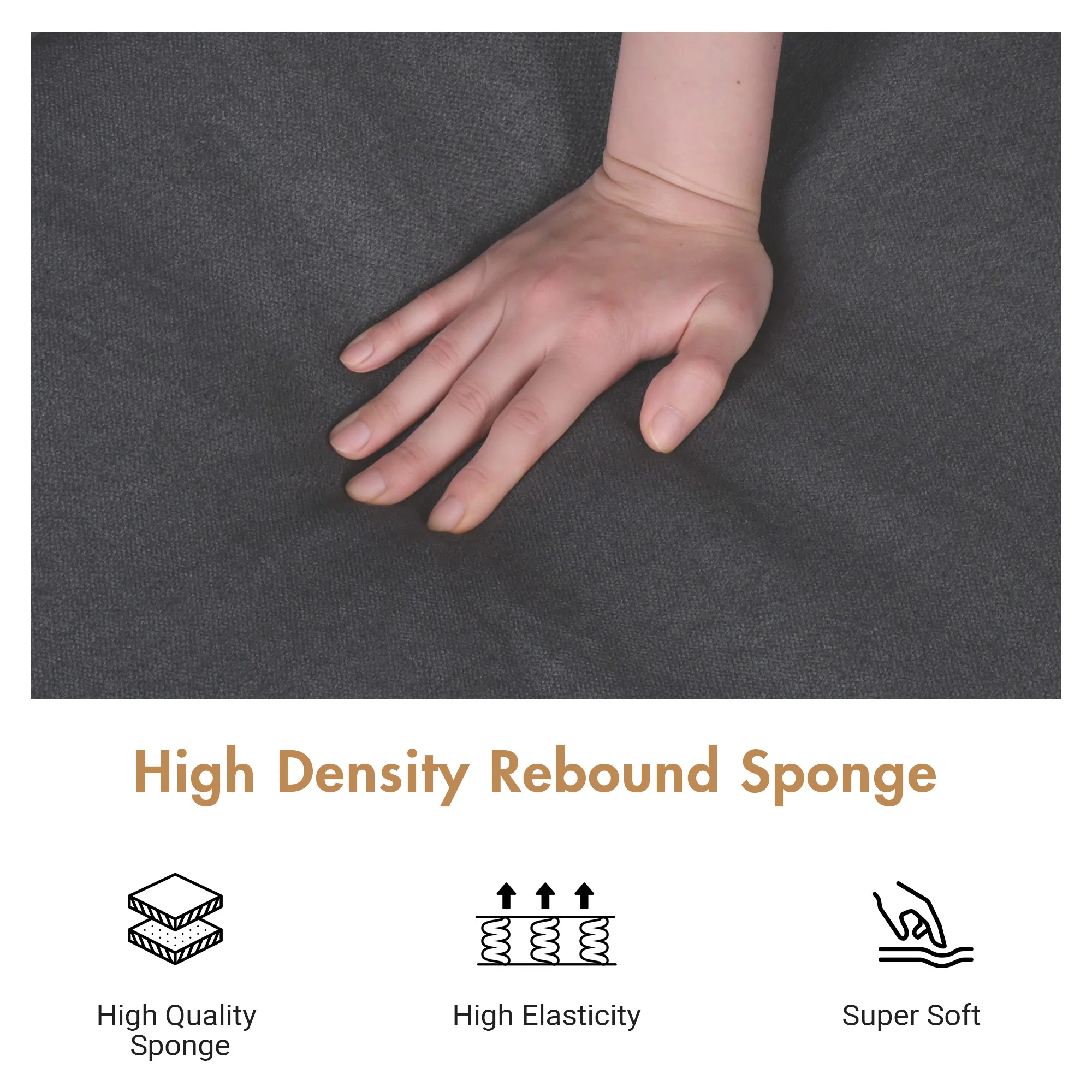 2-Seater Sofa 132cm Loveseat Sofa Dark Grey