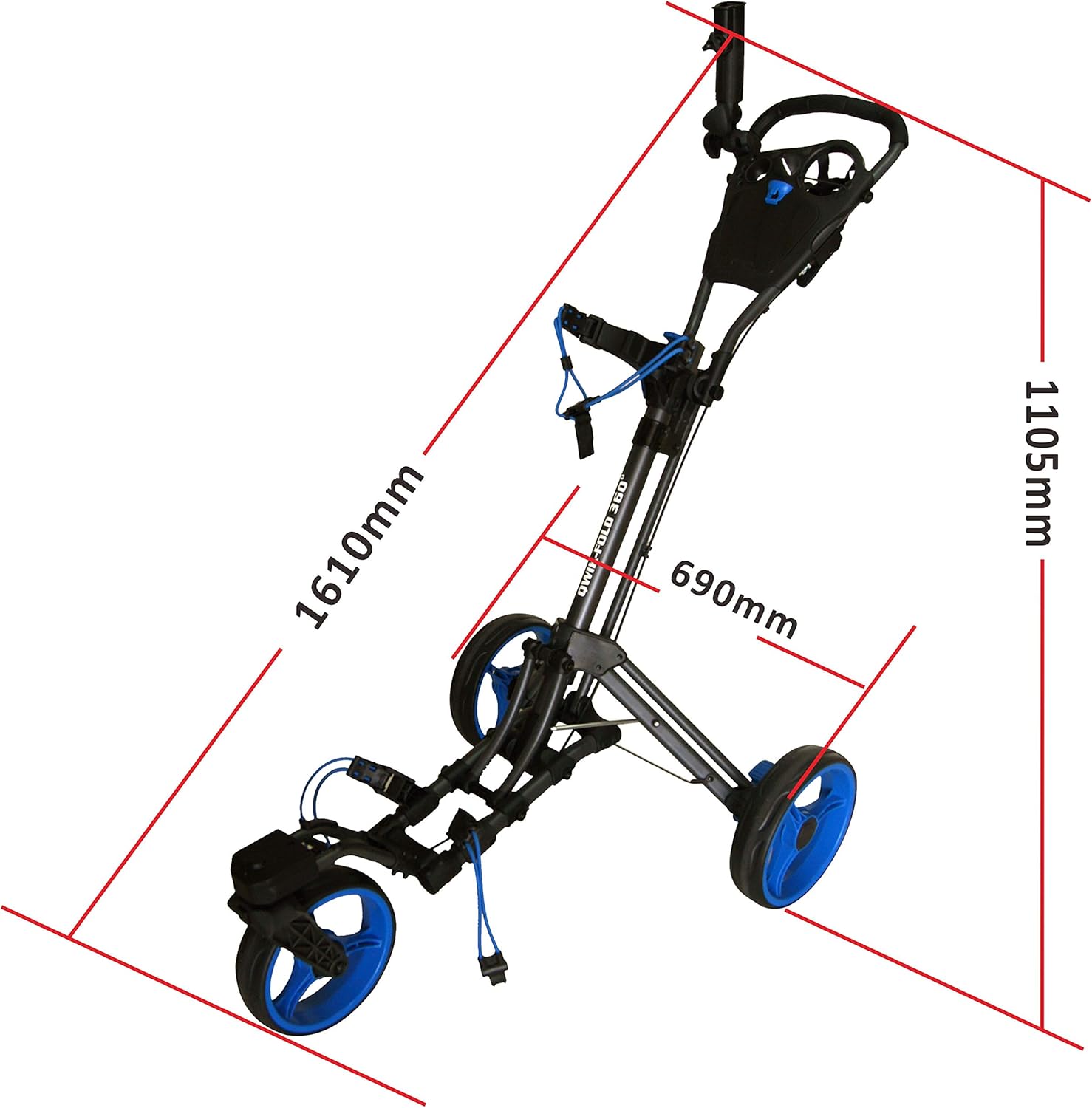 360 Swivel 3 Wheel Push Pull Golf Cart with 360 Rotating Front Wheel, One Second to Open and Close Folding Cart, Collapsible Cart